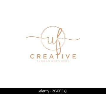 UF logo féminin beauté monogramme et élégant logo design, écriture logo de la signature initiale, mariage, mode, floral et botanique avec la création Illustration de Vecteur