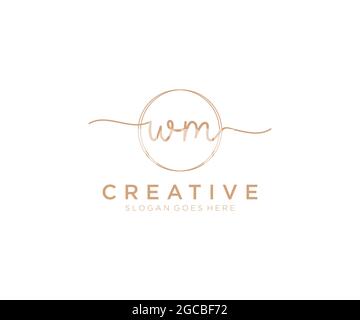 WM logo féminin beauté monogramme et élégant logo design, écriture logo de la signature initiale, mariage, mode, floral et botanique avec la création Illustration de Vecteur