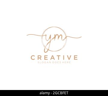 YM logo féminin beauté monogramme et élégant logo design, écriture logo de la signature initiale, mariage, mode, floral et botanique avec la création Illustration de Vecteur