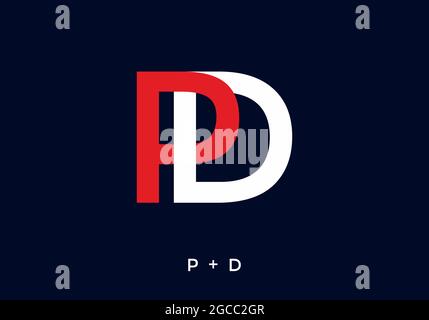 Couleur rouge et blanche du motif de lettre initiale PD Illustration de Vecteur