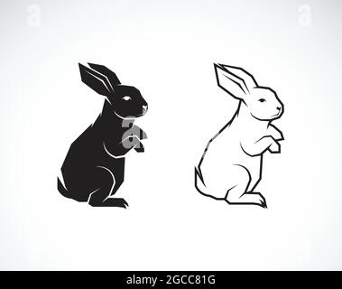 Motif vectoriel de lapin sur fond blanc. Animaux sauvages. Illustration vectorielle superposée facile à modifier. Illustration de Vecteur
