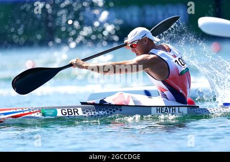 Médaillés de Grande-Bretagne des Jeux Olympiques de Tokyo en 2020. Photo du dossier datée du 05-08-2021 du Liam Heath de Grande-Bretagne pendant la demi-finale 1 de la sprint de canoë à la voie navigable de la forêt marine le treizième jour des Jeux Olympiques de Tokyo 2020 au Japon. Date de publication : dimanche 8 août 2021. Banque D'Images