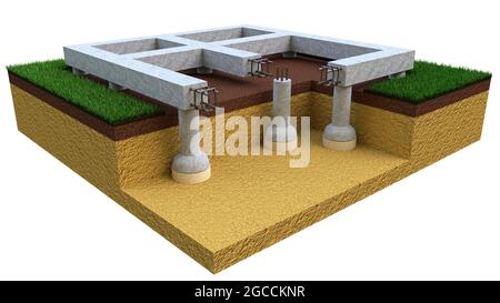 Base forée à coque, rendu 3D industriel CGI isolé Banque D'Images