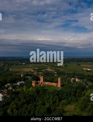 Vue aérienne du château de Czersk Banque D'Images