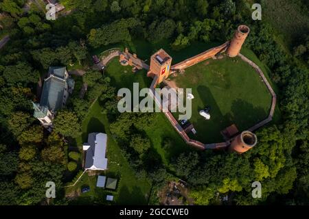 Vue aérienne du château de Czersk Banque D'Images