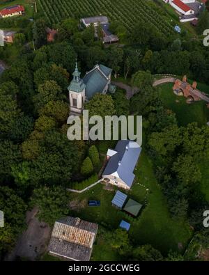 Vue aérienne du château de Czersk Banque D'Images