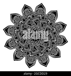 fleurissent le design artistique mandala de luxe arabesque ligne art décoration modèle d'impression arrière-plan Illustration de Vecteur