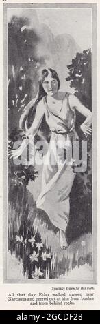 Illustration vintage de l'Echo envoyé à la montagne par Juno, Reine du ciel. Banque D'Images