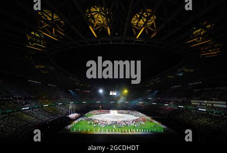 Tokyo, Japon. 8 août 2021. La photo prise le 8 août 2021 montre la cérémonie de clôture des Jeux Olympiques de Tokyo 2020 à Tokyo, au Japon, le 8 août 2021. Credit: Cheng min/Xinhua/Alay Live News Banque D'Images