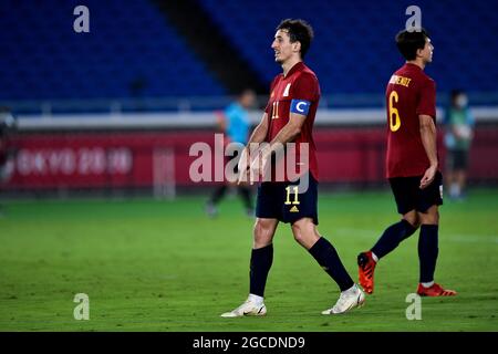 Mikel Oyarazabal d'Espagne célèbre après avoir marquant son deuxième but lors des Jeux Olympiques Tokyo 2020, match de la médaille d'or des hommes de football entre le Brésil et l'Espagne le 7 août 2021 au Stade International Yokohama à Yokohama, Japon - photo Pablo Morano / Orange Pictures / DPPI Banque D'Images