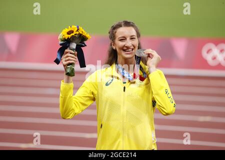 McDermott Nicola (AUS) 2e Médaille d'argent lors des Jeux Olympiques Tokyo 2020, cérémonie de la Médaille du saut en hauteur des femmes athlétiques le 7 août 2021 au Stade olympique de Tokyo, Japon - photo Yuya Nagase / photo Kishimoto / DPPI Banque D'Images