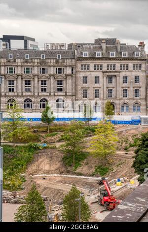 Réaménagement des jardins Union Terrace, Aberdeen, vu en juillet 2021. Les jardins couvrent environ deux hectares et demi et ont ouvert au public en 1879. Banque D'Images