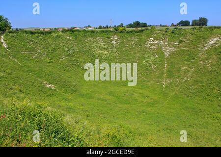 Le cratère de Lochnagar, le résultat de la détonation d'une mine à 7 h 28 le 1er juillet 1916, pendant la première Guerre mondiale, à Ovillers-la-Boisselle (somme), France Banque D'Images