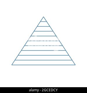 schéma pyramidal 10 dix étapes. graphique de niveau hiérarchique vectoriel, structure de diagramme bleue. illustration de la ligne d'infographie triangulaire Illustration de Vecteur