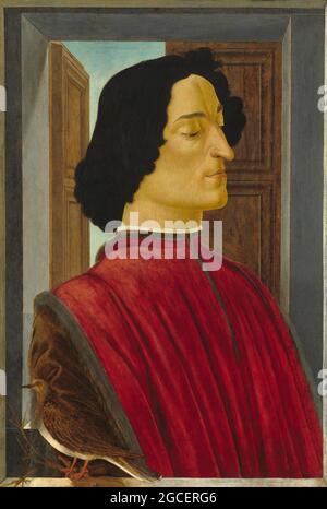 Titre: Giuliano de' Medici Créateur: Sandro Botticelli Date: c. 1478/1480 Moyen: Tempera sur panneau dimension: 75.5 x 52.5 cm emplacement: La Galerie nationale Banque D'Images