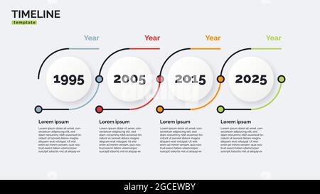 Modèle de concept graphique minimal de la chronologie des scénarios vectoriels avec quatre périodes de temps. Contour modifiable Illustration de Vecteur