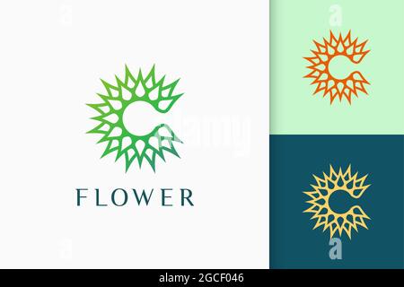 Logo de la fleur ou de la nature en forme d'initiales ou de lettre c pour le spa et le yoga Illustration de Vecteur