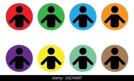 Logo de l'utilisateur de différentes couleurs. Icône utilisateur. Silhouette de personne. Symbole utilisateur Web. Panneau homme. Icône de profil social. Illustration de Vecteur