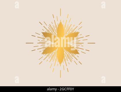 Symbole de la graine de vie géométrie sacrée. Style boho or logo icône Mandala mystique géométrique de la fleur ésotérique alchimie de la vie avec des rayons de lumière. Vecteur Illustration de Vecteur
