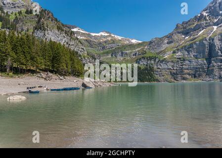 Géographie / Voyage, Suisse, paysage au lac Oeschinen (Oeschinensee), Kandersteg, DROITS-SUPPLÉMENTAIRES-AUTORISATION-INFO-NON-DISPONIBLE Banque D'Images