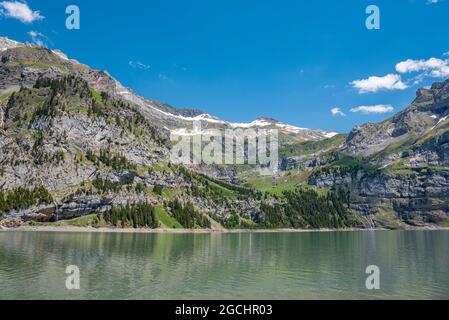 Géographie / Voyage, Suisse, paysage au lac Oeschinen (Oeschinensee), Kandersteg, DROITS-SUPPLÉMENTAIRES-AUTORISATION-INFO-NON-DISPONIBLE Banque D'Images