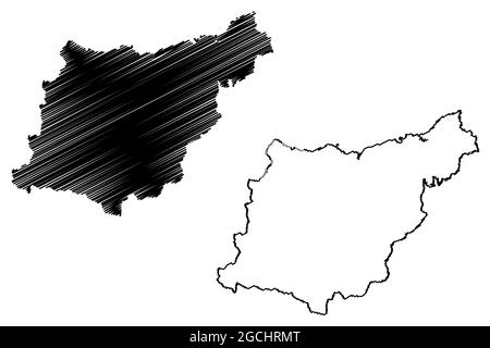 Province de Gipuzkoa (Royaume d'Espagne, Communauté autonome basque, pays basque) carte illustration vectorielle, scribble croquis carte de Gipuzkoa Illustration de Vecteur