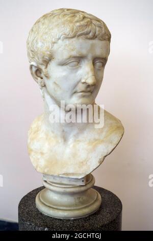 Tiberius Caesar Augustus (42 BC-37 AD) - 2ème empereur romain de 14-37 AD - Marble 30 AD Banque D'Images