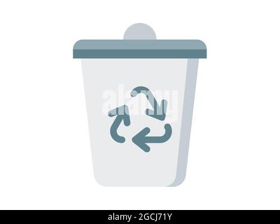 corbeille poubelle recyclage déchets icône isolée unique avec illustration vectorielle de style plat Banque D'Images