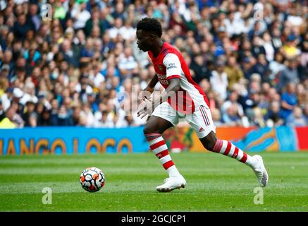 Londres, Angleterre - août 08:Bukayo Saka d'Arsenal pendant la série Mind entre Tottenham Hotspur et Arsenal au stade Tottenham Hotspur , Londres, Banque D'Images