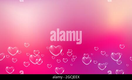 Joli fond rose avec bulles de savon en forme de coeur blanc pour carte de Saint-Valentin. Vecteur Illustration de Vecteur