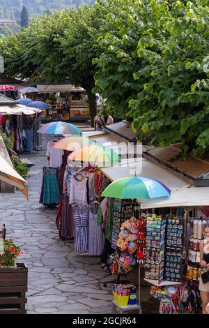 Vente de souvenirs, Isola Bella, Stresa, Lac majeur, Piémont, Italie Banque D'Images