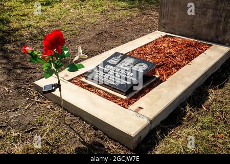 Tombe de Fergus Suter dans le vieux cimetière de Blackburn Banque D'Images