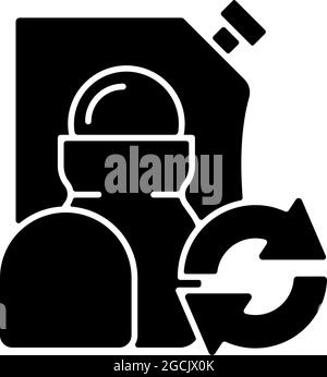 Rouleau sur déodorant recharge noir glyphe icône Illustration de Vecteur