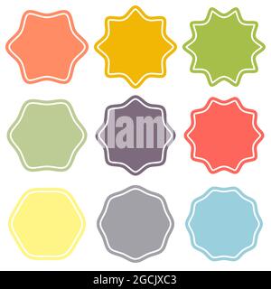 Set modèle d'étiquette Sunburst, formes badges vecteur starburst promo burst, design vente autocollant Promo burst Illustration de Vecteur