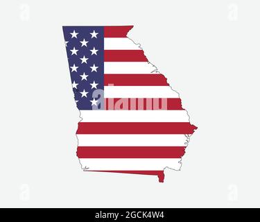 Carte de Géorgie sur drapeau américain. GA, USA State Map on US Flag. Icône EPS Vector Graphic Clipart Illustration de Vecteur