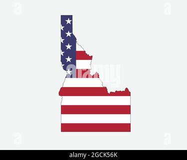 Carte de l'Idaho sur drapeau américain. ID, USA State Map on US Flag. Icône EPS Vector Graphic Clipart Illustration de Vecteur