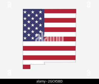 Carte du nouveau Mexique sur drapeau américain. NM, USA State Map on US Flag. Icône EPS Vector Graphic Clipart Illustration de Vecteur