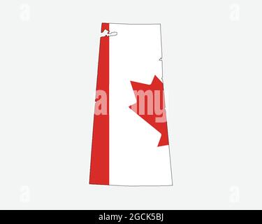 Carte de la Saskatchewan sur le drapeau canadien. SK, CA carte de la province sur le drapeau du Canada. Icône EPS Vector Graphic Clipart Illustration de Vecteur