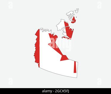 Territoires du Nord-Ouest carte sur drapeau canadien. Carte du territoire de la NT, CA sur drapeau du Canada. Icône EPS Vector Graphic Clipart Illustration de Vecteur
