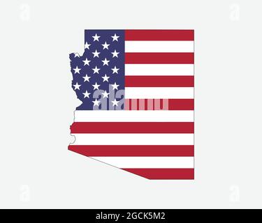 Carte de l'Arizona sur drapeau américain. AZ, carte de l'État des États-Unis sur drapeau des États-Unis. Icône EPS Vector Graphic Clipart Illustration de Vecteur