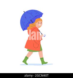 Enfant sous un imperméable. Illustration de Vecteur