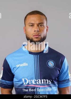 High Wycombe, Royaume-Uni. 03ème août 2021. Curtis Thompson pendant la journée médiatique de Wycombe Wanderers, y compris les tirs de têtes et l'entraînement du personnel à Adams Park, High Wycombe, en Angleterre, le 3 août 2021. Photo de Liam McAvoy. Crédit : Prime Media Images/Alamy Live News Banque D'Images