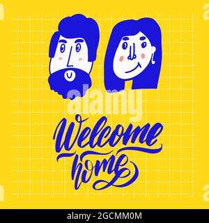 Dessin à la main Noir simple inscription texte de lettrage Bienvenue Accueil Illustration de Vecteur