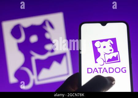 Brésil. 09e août 2021. Dans cette illustration, le logo Datadog affiché sur un smartphone. Crédit : SOPA Images Limited/Alamy Live News Banque D'Images