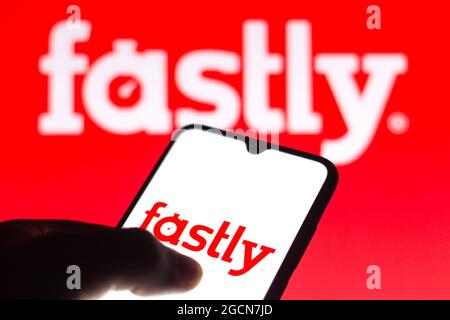 Brésil. 09e août 2021. Dans cette illustration, le logo Fastly affiché sur un smartphone. (Photo de Rafael Henrique/SOPA Images/Sipa USA) crédit: SIPA USA/Alay Live News Banque D'Images