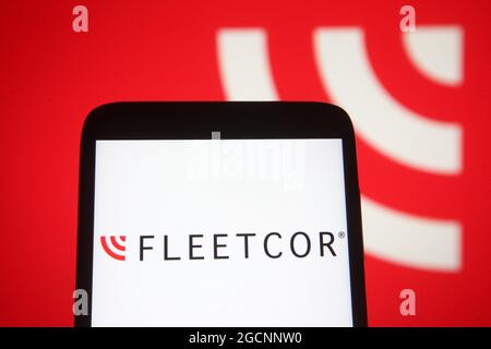 Ukraine. 9 août 2021. Dans cette illustration, un logo FleetCor technologies apparaît sur l'écran d'un smartphone. (Credit image: © Pavlo Gonchar/SOPA Images via ZUMA Press Wire) Banque D'Images