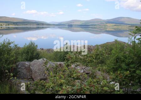 Clatteringshaws loch, Galloway Forest Park, Dumfries et Galloway, Écosse, juillet 2021 Banque D'Images