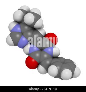 Molécule de médicament anticancéreux Plinabuline. Rendu 3D. Les atomes sont réprime Banque D'Images