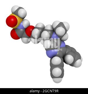 Selexipag molécule de médicament d'hypertension artérielle pulmonaire. Rend 3D Banque D'Images