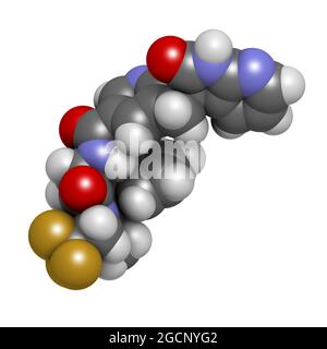 Molécule de médicament de migraine Ubrogepant (antagoniste des récepteurs CGRP). Banque D'Images